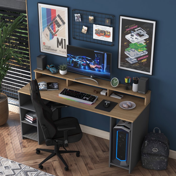 Hanah Home HA110 - 2629 Mesa de estudio Nogal y Antracita